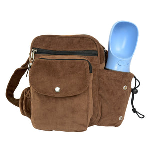 Gassi-Tasche mit Flaschenhalter „Konstanz“ Cord Goldbraun (110)