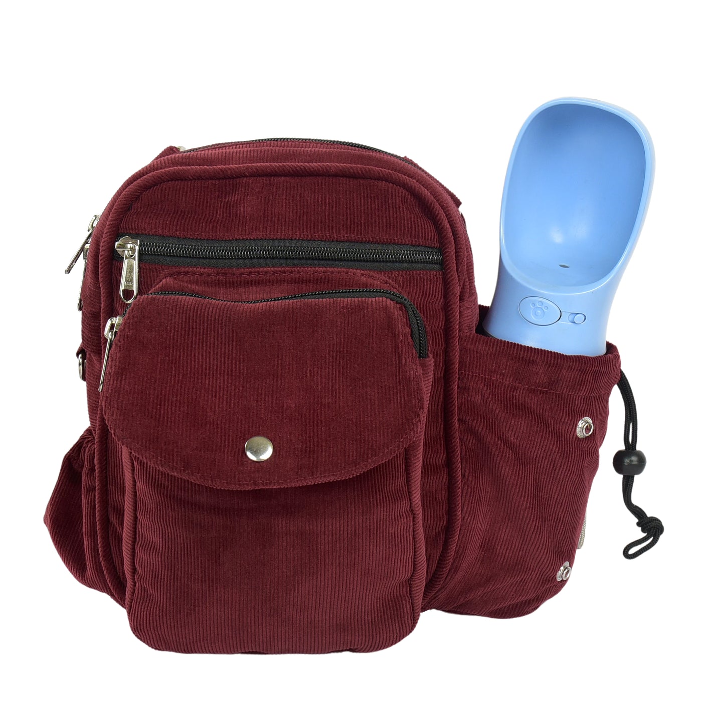 Gassi-Tasche mit Flaschenhalter „Konstanz“ Cord Bordeauxrot (118)