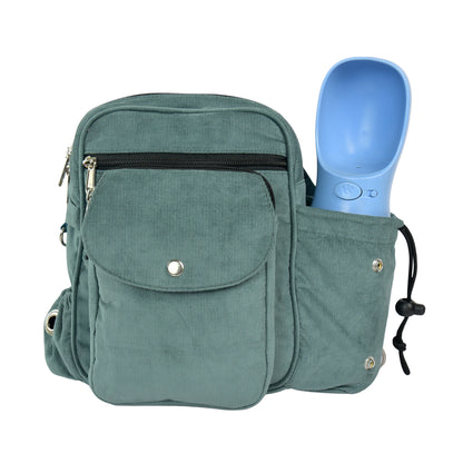 Gassi-Tasche mit Flaschenhalter „Konstanz“ Cord Salbei (119)