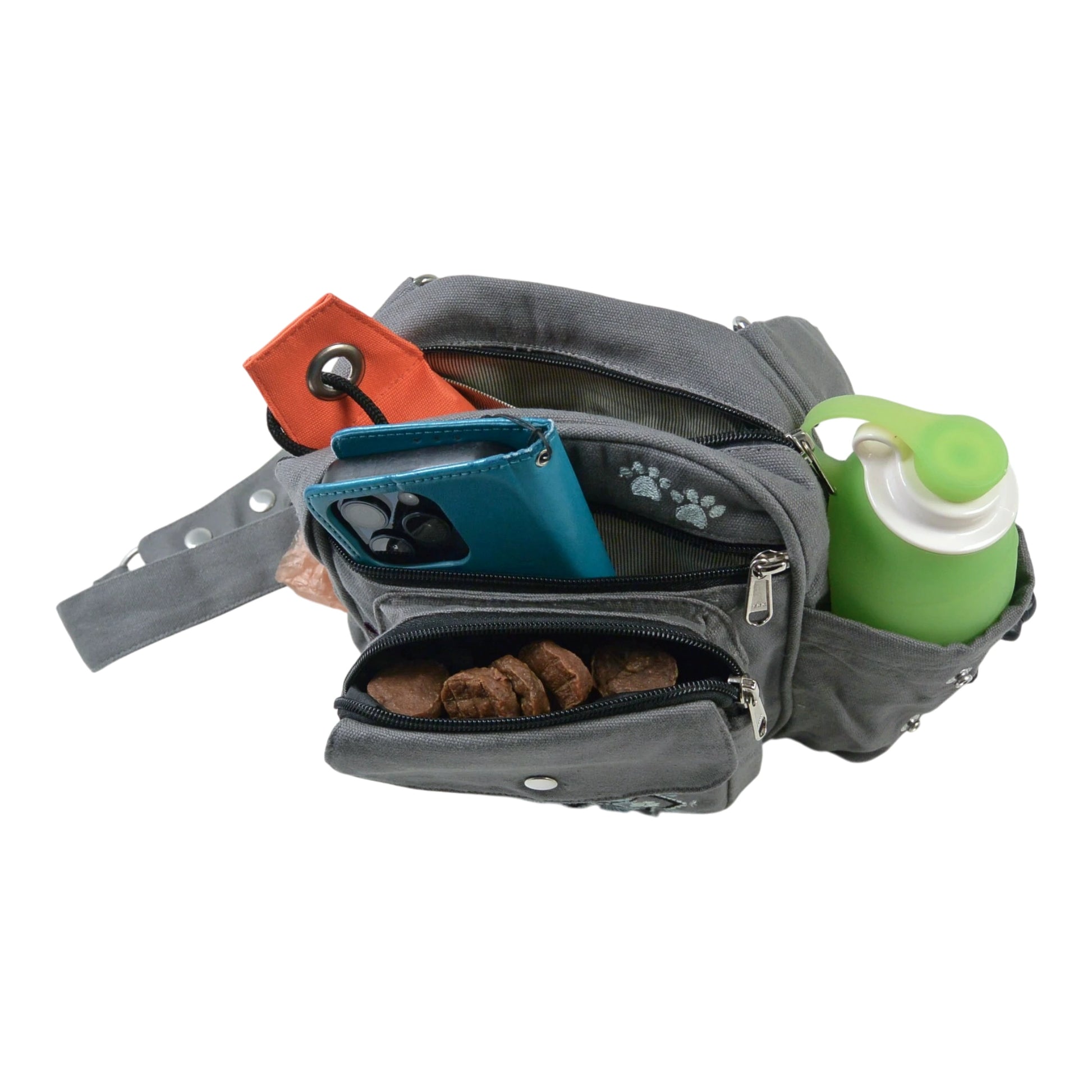 Konstanz Canvas Gassi-Tasche mit mehreren praktischen Fächern bietet ausreichend Platz für Handy, Leckerlis und Zubehör.