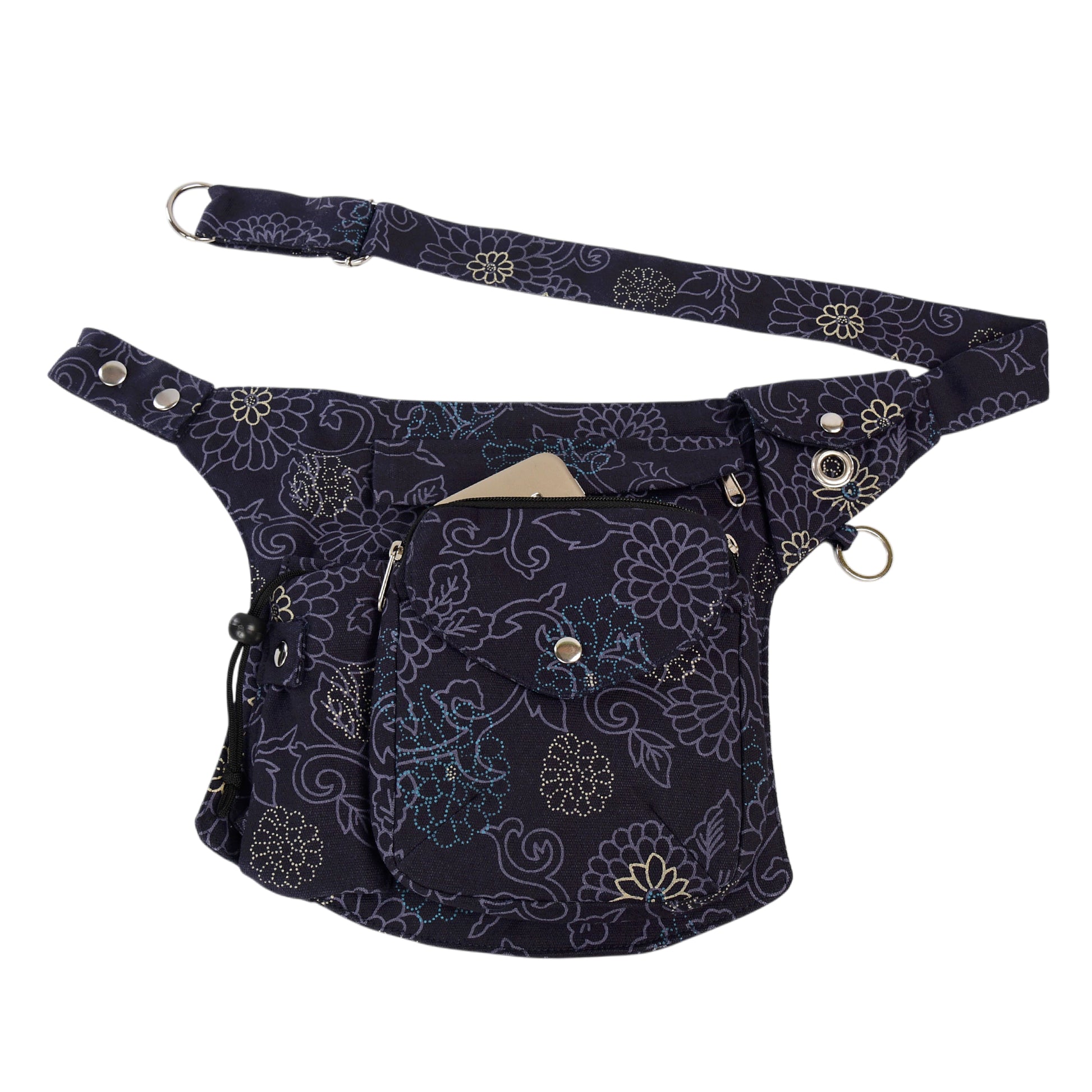 Lila Gassi-Tasche mit Handy im Reißverschlussfach auf der Vorderseite