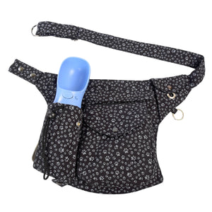 Hundetasche mit Flaschenhalter und blauer Hundetrinkflasche – ideal für unterwegs. Nijens Shop