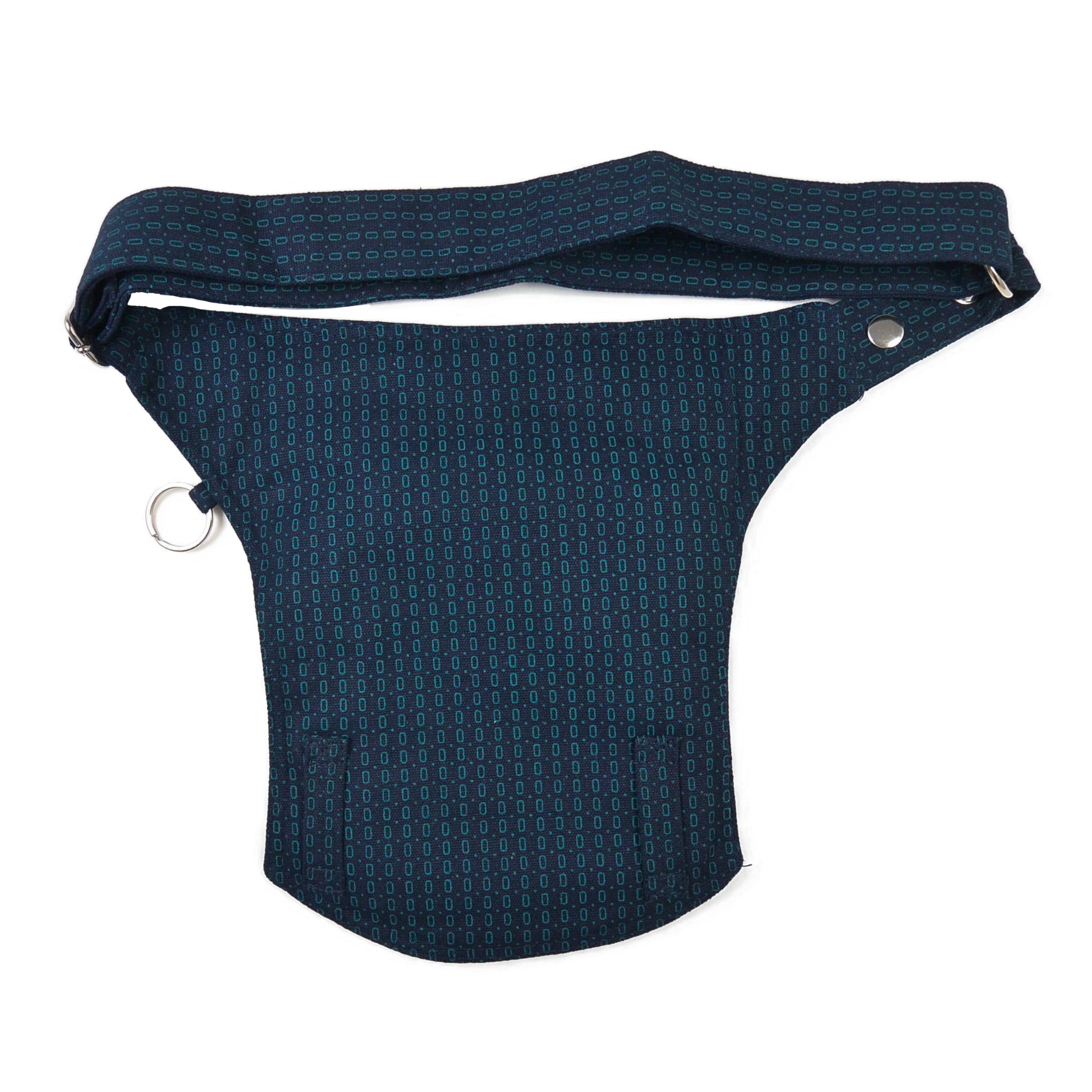 Rückseite der Gassitasche Barcelona mit verstellbarem Gurt und Ring.