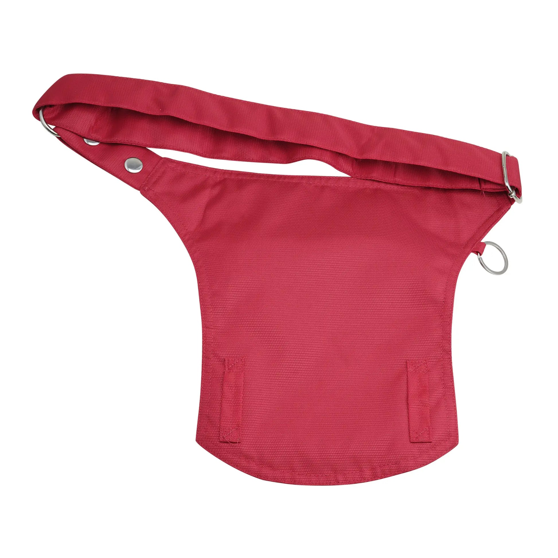 Wasserabweisende Gassitasche Barcelona in Rot mit verstellbarem Gurt. Rückansicht.