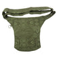 Gassi-Tasche Stoff Olivgrün mit Om-Muster.
