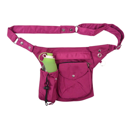 Wasserabweisende Gassi-Tasche „Brandenburg“ in Fuchsia, mit integriertem Getränkehalter und praktischem Stauraum für unterwegs – Vorderansicht