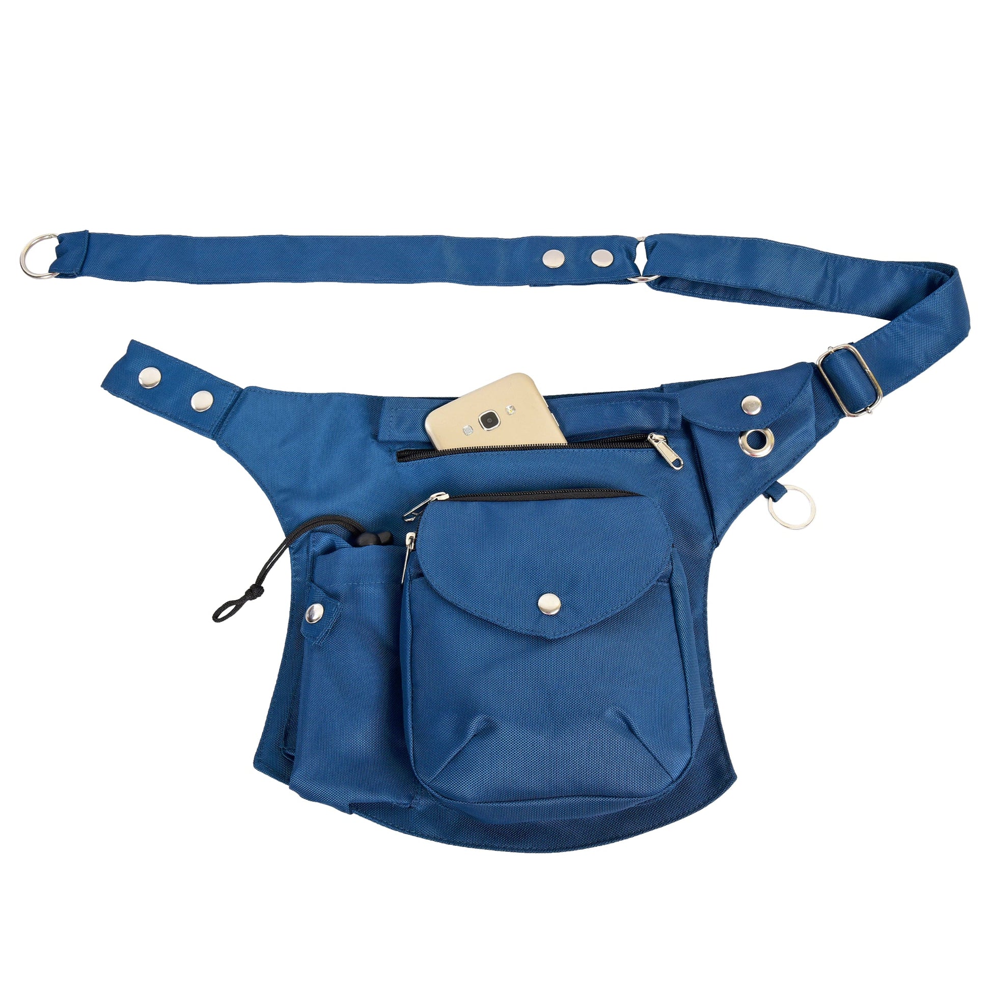Hüfttasche in Petrol mit funktionalem Design, mehreren Taschen für Hundefreunde.
