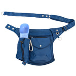 Nijens-Bauchtasche mit Flaschenfach, blauer Trinkflasche und Kordelzug für sicheren Halt.