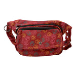 Nijens Gürteltasche Gassi-Tasche für Hunde Wanderung (Pfoten-Design Rot-Orange). Frontalansicht.