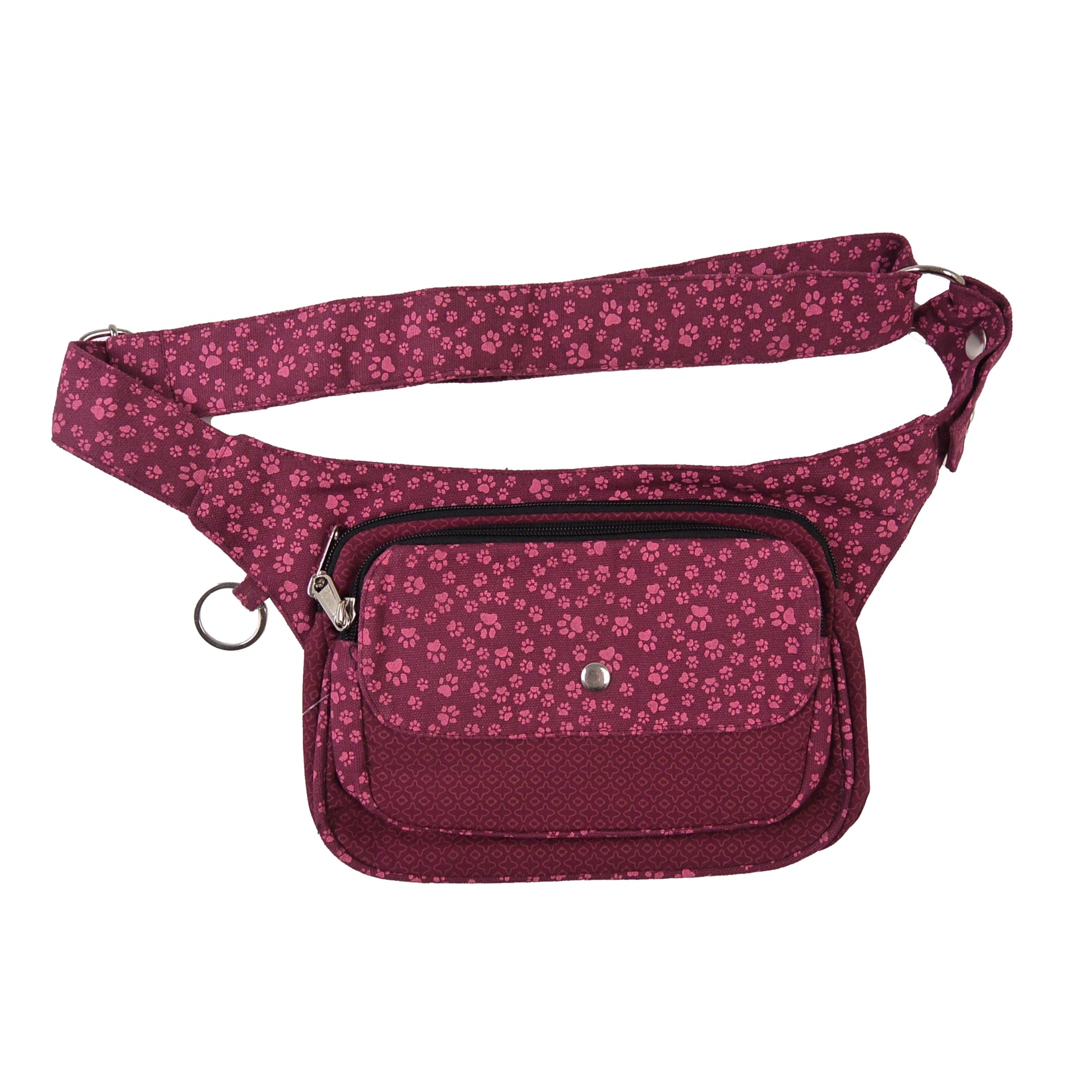 Nijens Gürteltasche Multifach-Gassi-Tasche (Pfotenmuster Magenta)