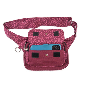 Nijens Gürteltasche Multifach-Gassi-Tasche S-XXXL für Hunde Wanderung (Pfoten-Design Magenta) 