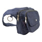 Dunkelblaue Gassi-Tasche Frankfurt aus Denim – praktische Hüfttasche für Hundespaziergänge. Seitenansicht.