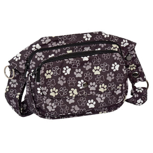 Wasserabweisende Gassi-Tasche in Schwarz-Weiß mit stilvollem Pfoten-Design. Leicht & ideal für Hundeliebhaber:innen im Alltag