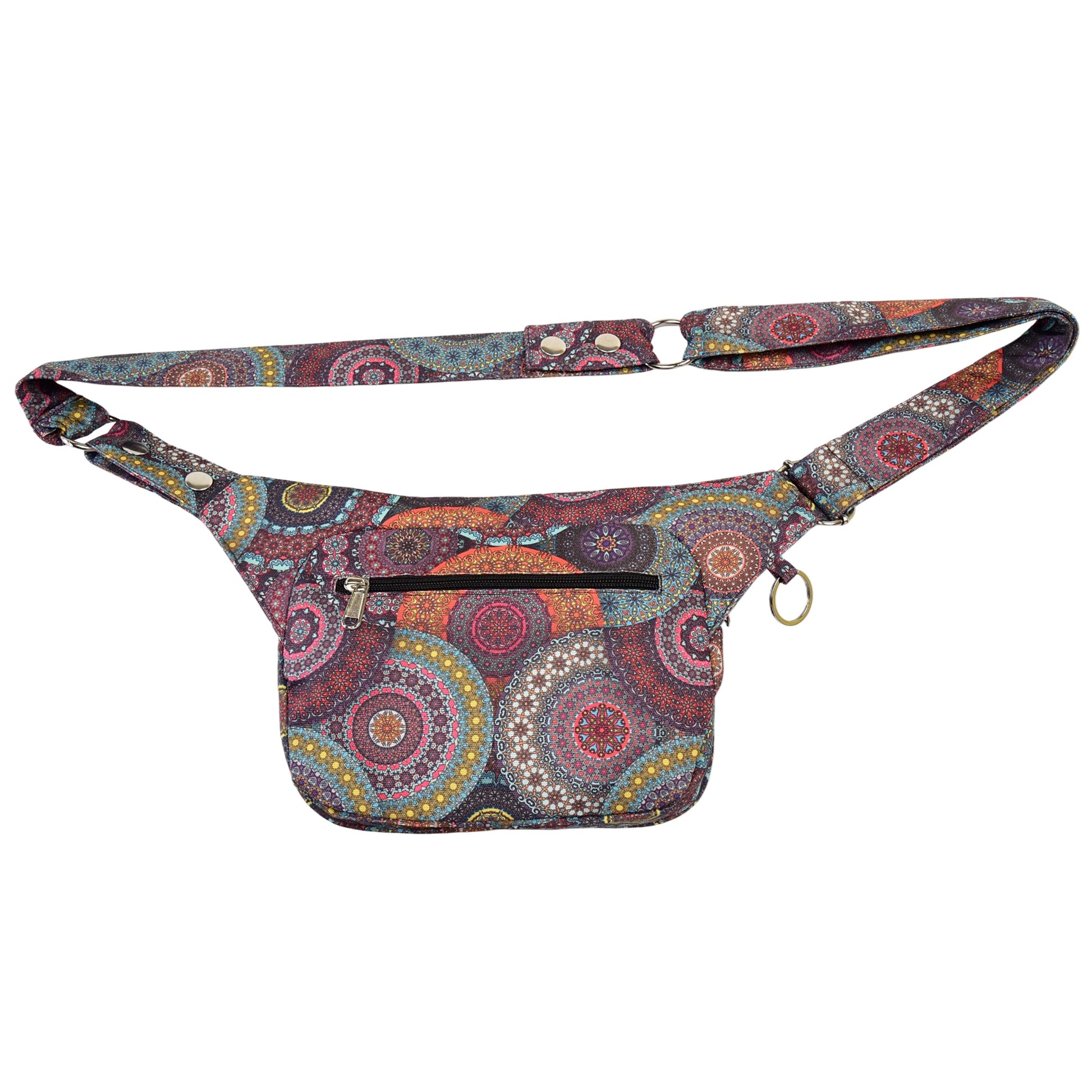 Ansicht Reißverschlussfach auf Rückseite der wasserdichten Gassi-Tasche mit Mandala-Design. Frankfurt 71084 Nijens Shop