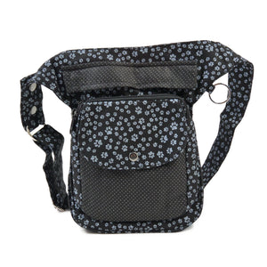 Gassi-Tasche für Hundebesitzer Leckerlitasche aus Stoff mit Pfotenmuster Grau-Schwarz