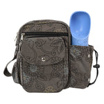Graue Gassi-Tasche mit blauem Wasserflaschenfach