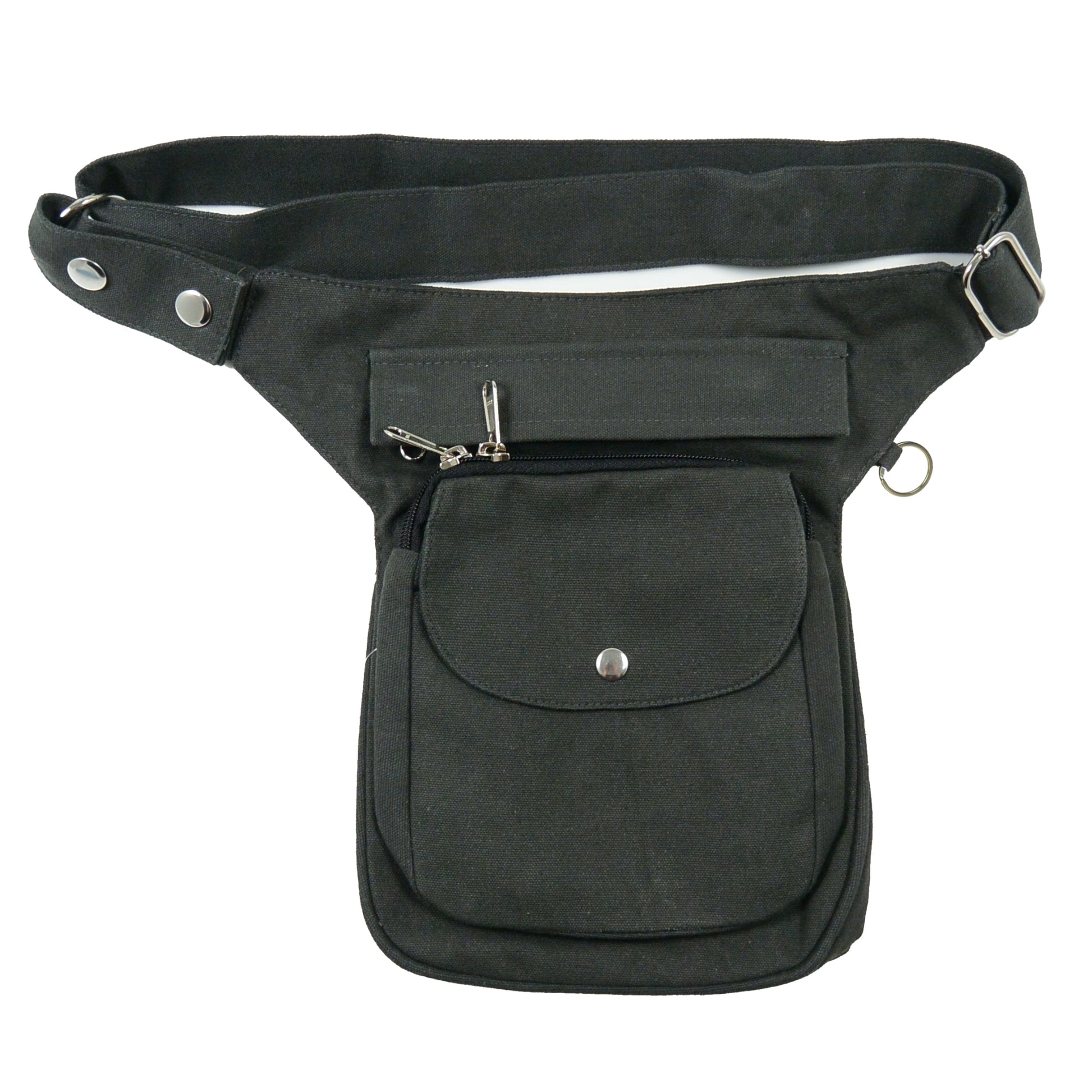 Gassi-Tasche aus Canvas Stoff Flaschengrün mit Leckerli-Fach & Oberschenkel-Befestigung