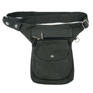Gassi-Tasche aus Canvas Stoff Flaschengrün mit Leckerli-Fach & Oberschenkel-Befestigung