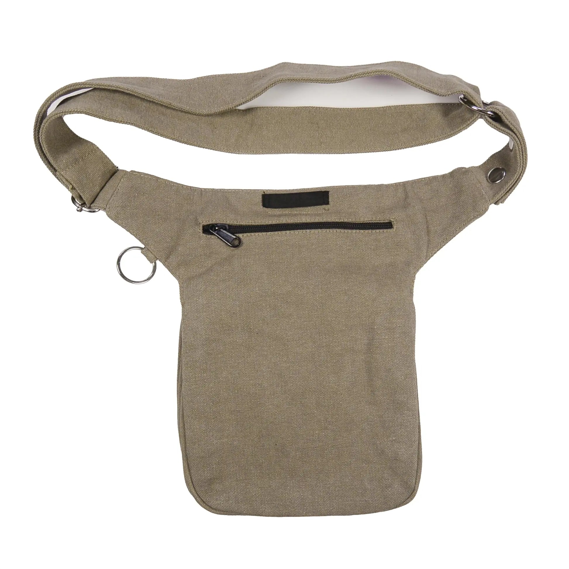 Rückseite der Nijens Hannover 7702 Canvas Hüfttasche in Beige mit Reißverschlussfach und Schlaufen