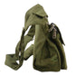 Khakifarbene Gassi-Tasche Super Hannover mit dezentem Ethno-Muster, praktischen Fächern. Seitenansicht.