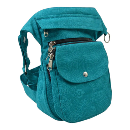 Türkisfarbene Gassi-Tasche Super Hannover mit Ethno-Muster