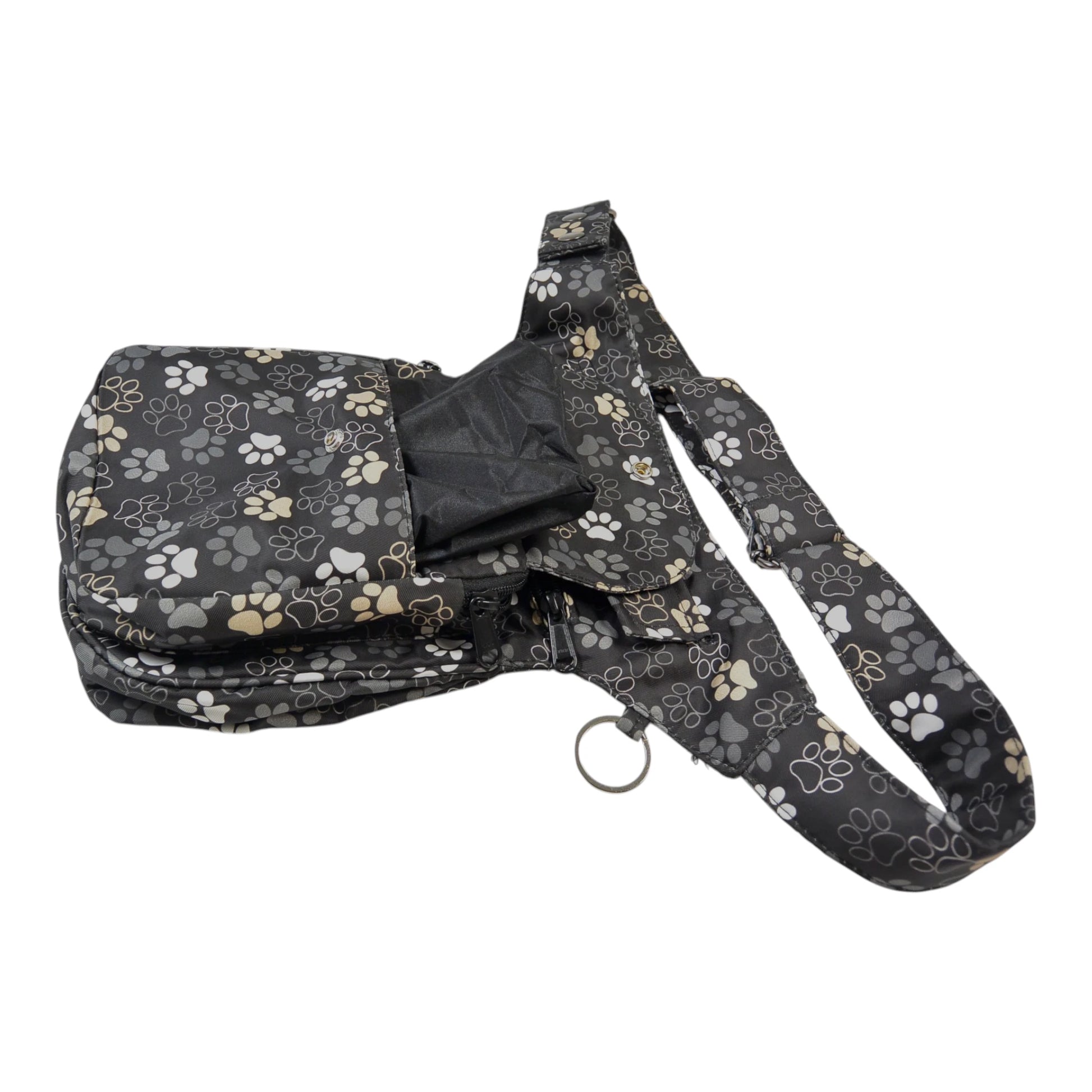 Gassi-Tasche im Pfoten-Design mit Frontfach - Dieses zusätzliche Fach ist jetzt mit umkehrbarer, vollständig wasserfester Innenfütterung ausgestattet.