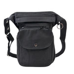 Frontansicht der schwarzen Unisex Gassi-Tasche mit Reißverschlussfächern und verstellbarem Gurt