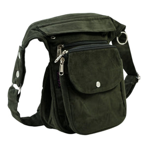 Gassi-Tasche Super-Hannover aus Cord Lodengrün - Seitenansicht.