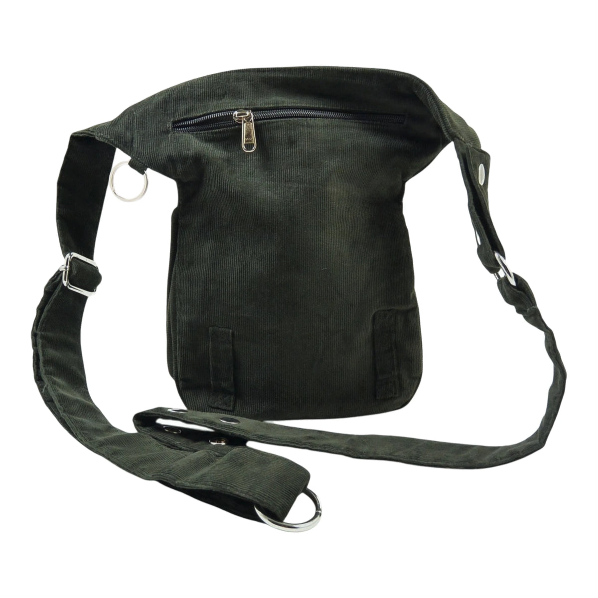Gassi-Tasche Super-Hannover aus Cord Lodengrün - Rückansicht.
