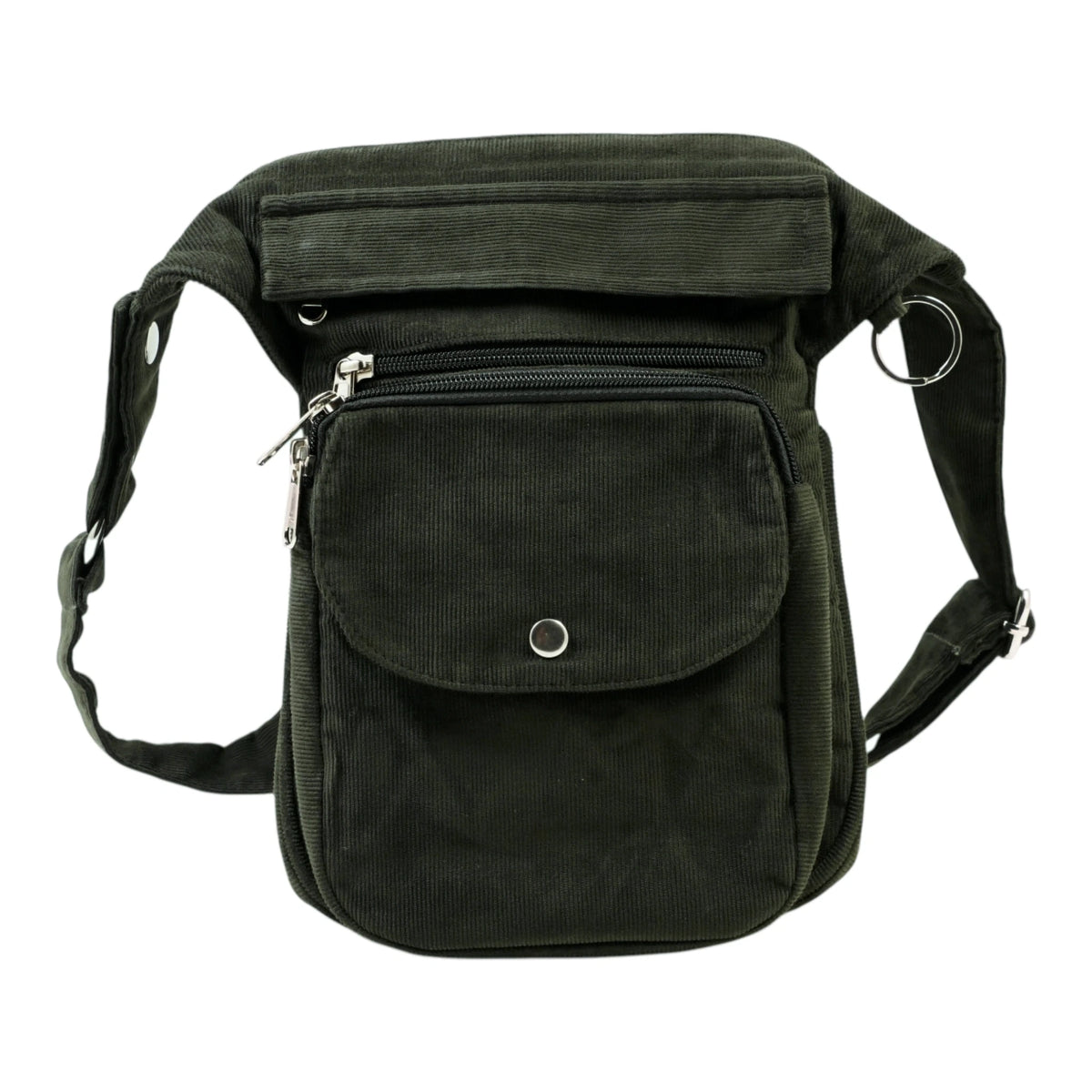 Gassi-Tasche Super-Hannover aus Cord Lodengrün - Frontalansicht.
