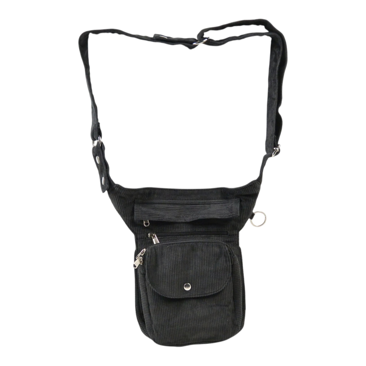 Frontalansicht der Gassi-Tasche aus Cord Anthrazit – ideal für Training & Alltag mit deinem Vierbeiner.