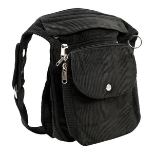Seitenansicht der Gassi-Tasche aus Cord Anthrazit – ideal für Training & Alltag mit deinem Vierbeiner.