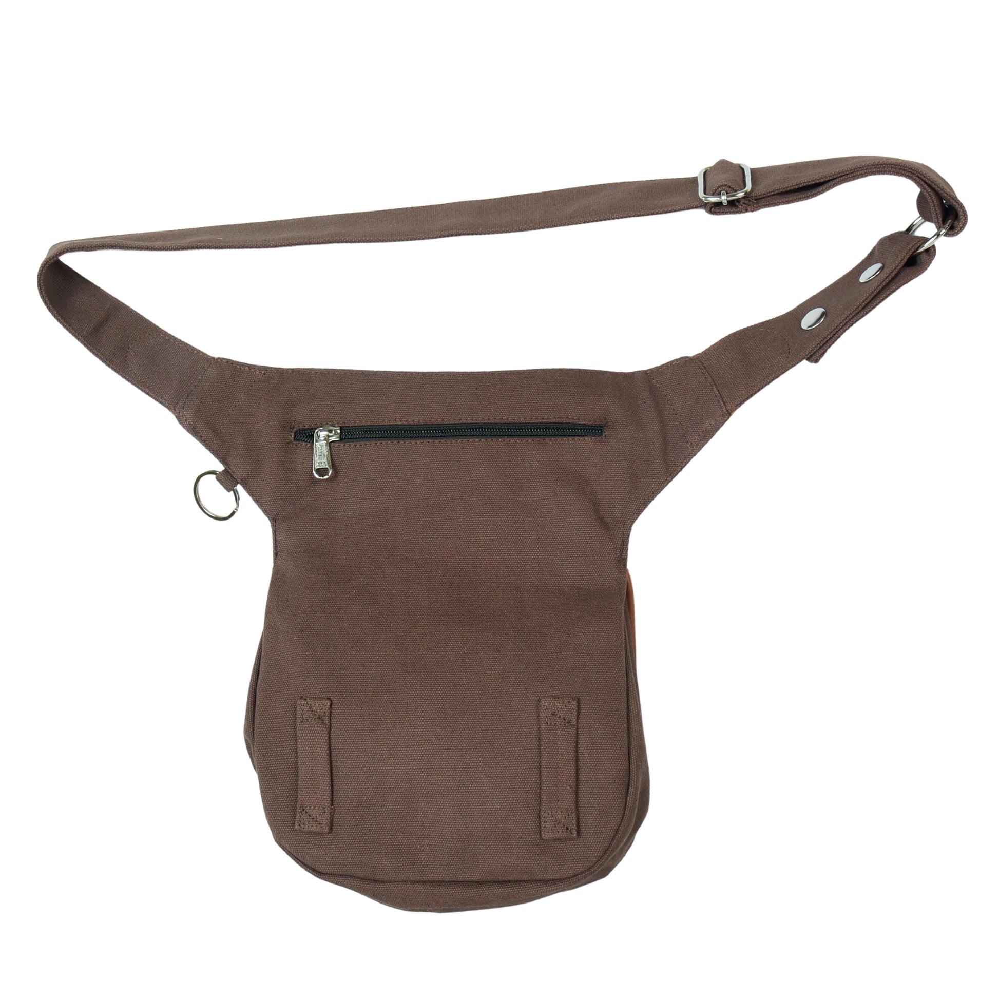 Rückansicht der Gassitasche Super-Hannover mit Sicherheitsfach und Gürtelschlaufen. Nijens Shop.