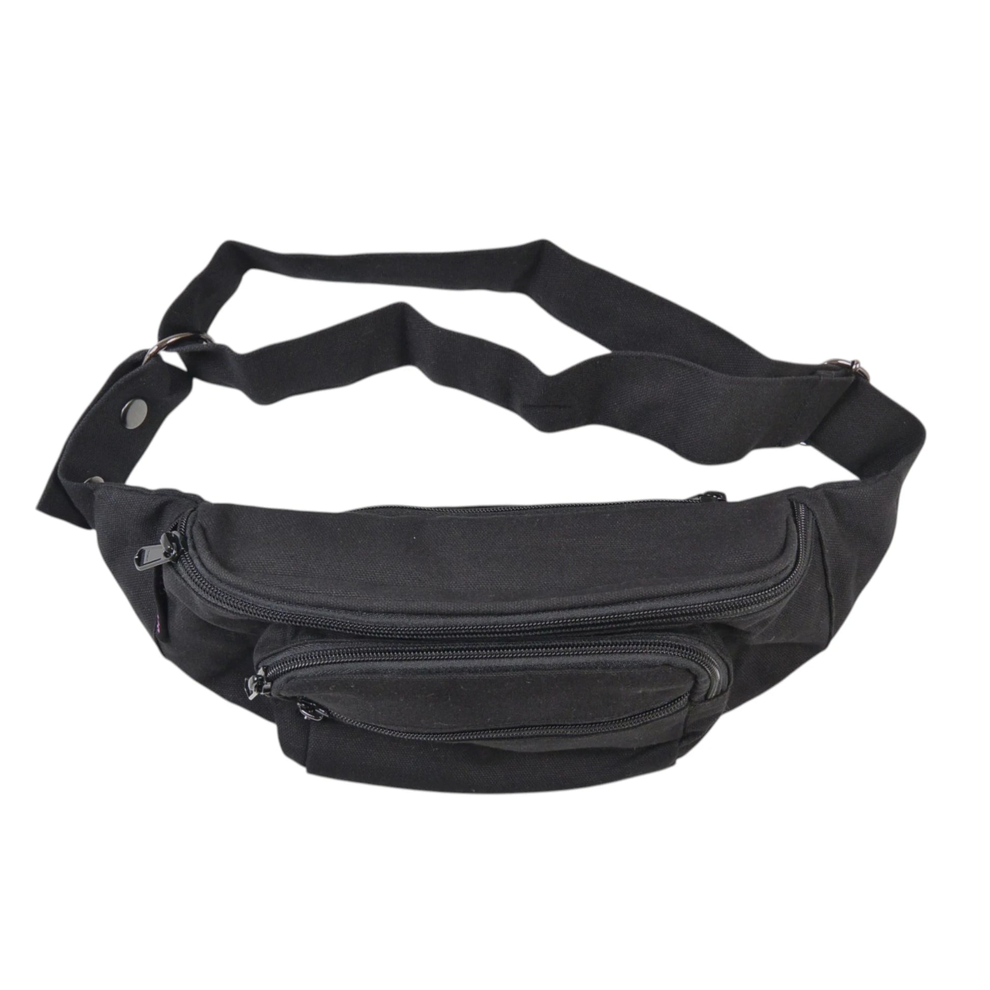 Schwarze Crossbody Bag aus Canvas Stoff mit mehreren Reißverschlussfächern