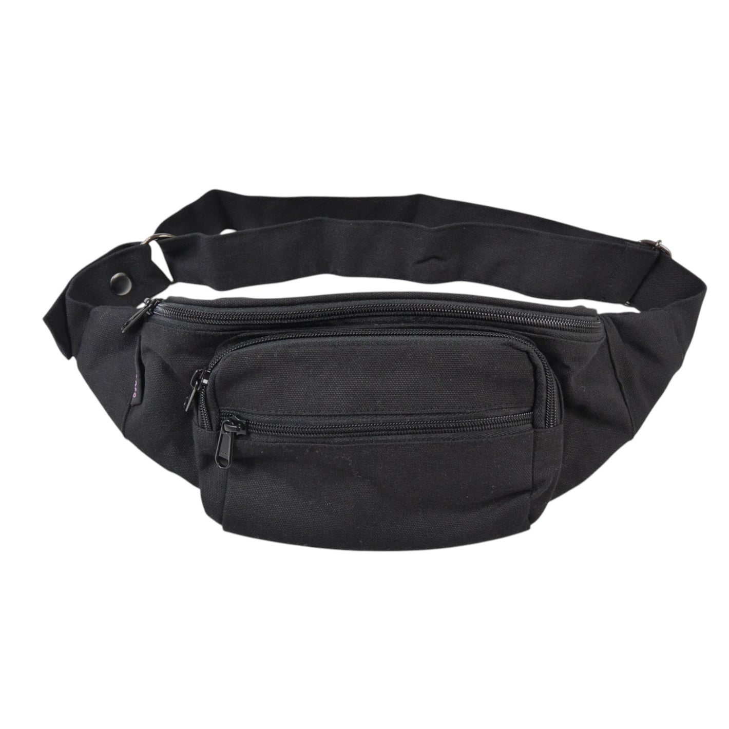 Schwarze Crossbody Bag Torino aus Canvas Stoff mit mehreren Reißverschlussfächern