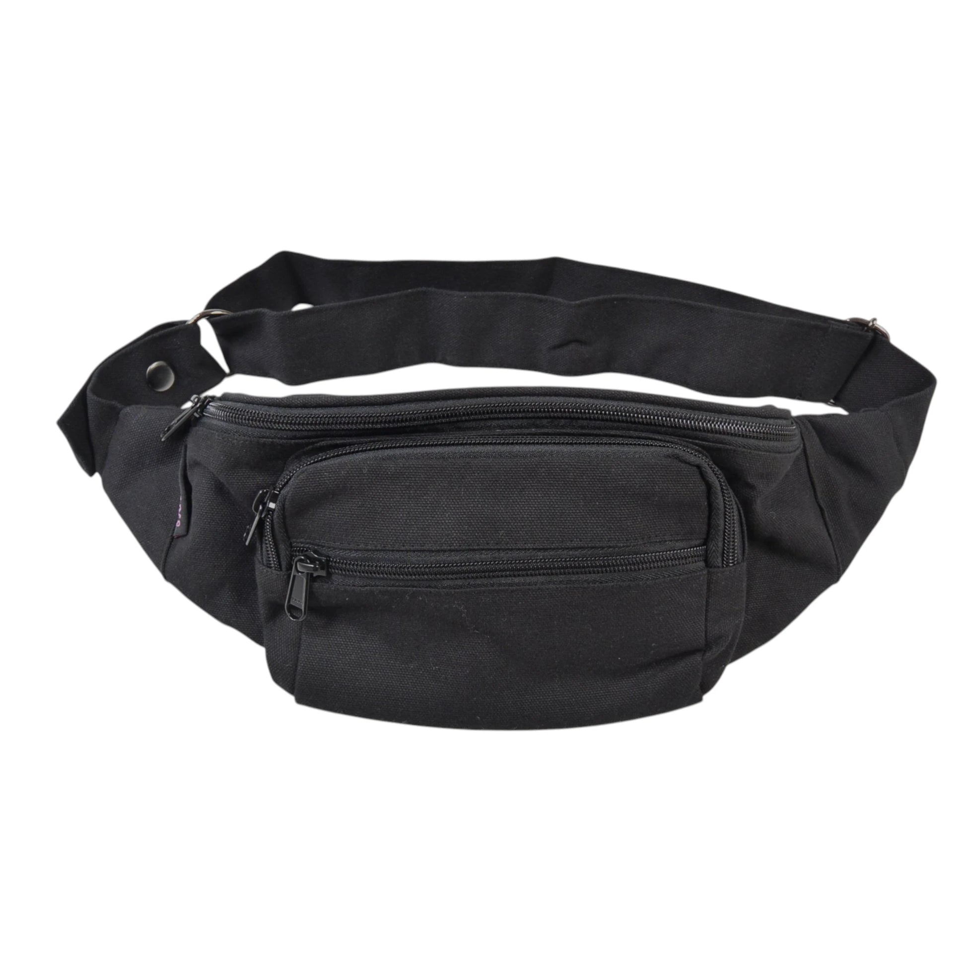 Schwarze Crossbody Bag Torino aus Canvas Stoff mit mehreren Reißverschlussfächern