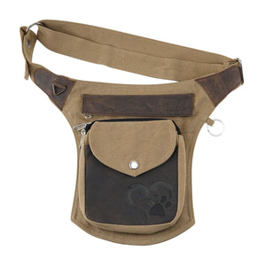 Nijens Gassi-Tasche Barcelona aus Canvas und Leder in Beige mit Pfotenprägung