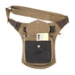 Hüfttasche für Hundespaziergänge aus Canvas und Leder mit Pfotenmotiv in Beige-Braun, mit Handyfach