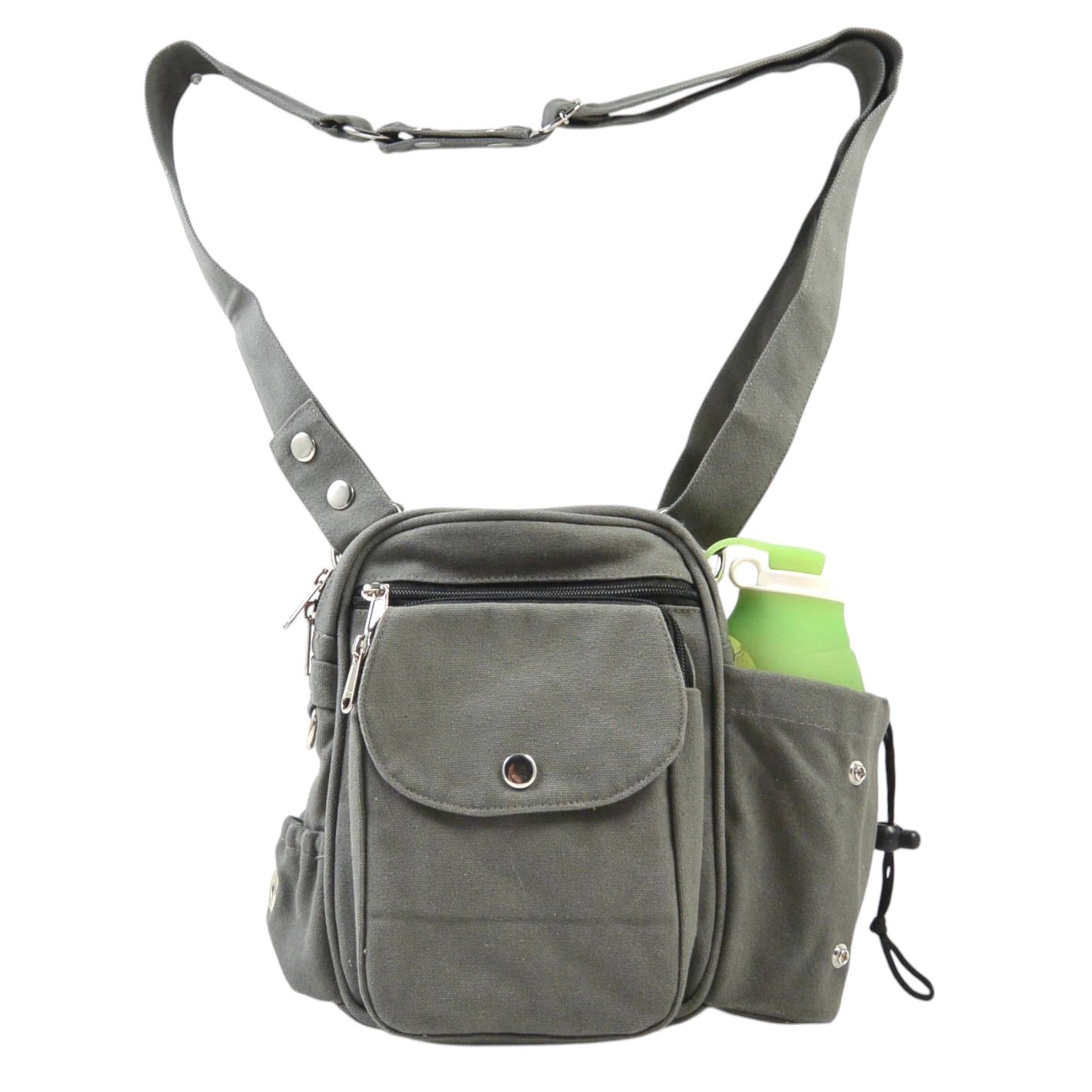 Gassi-Tasche mit Flaschenhalter „Konstanz“ Baumwoll-Canvas Grau (7701)