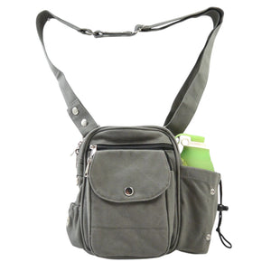 Gassi-Tasche mit Flaschenhalter „Konstanz“ Baumwoll-Canvas Grau (7701)