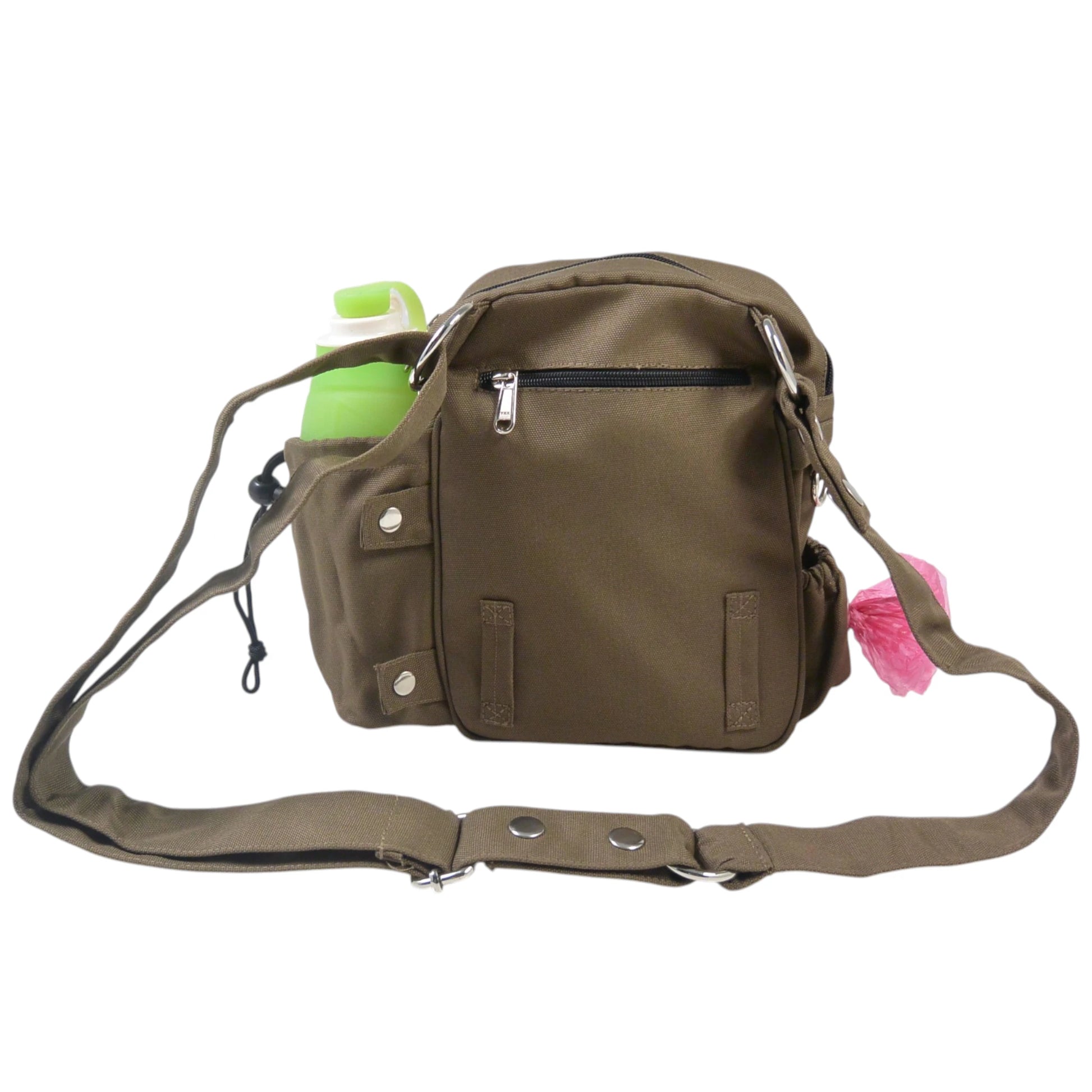 3-in-1 Gassi-Tasche in Braun – für Wasser, Snacks & Beutel - Rückseite