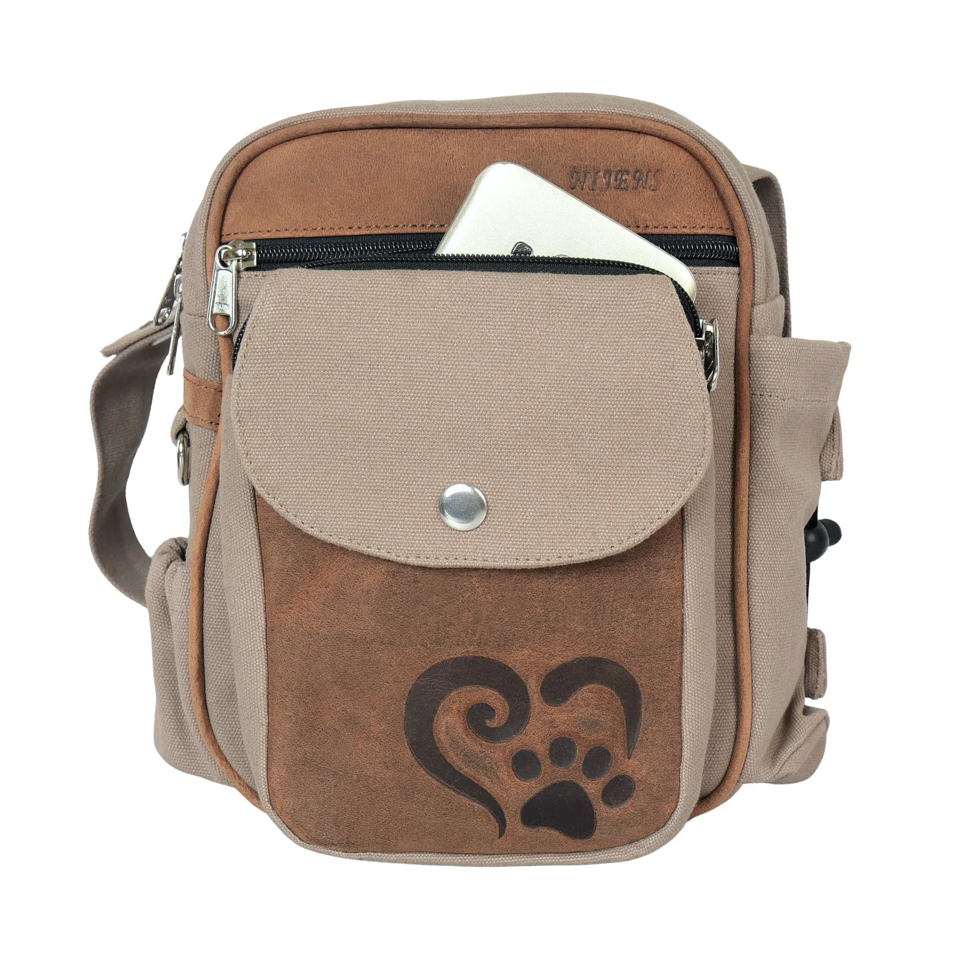 Hundetasche Konstanz in Braun und Sand mit Handyfach, robust und praktisch für unterwegs