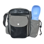 Reitertasche Konstanz in Grau und Schwarz mit integriertem Flaschenhalter für Trinkflasche, robust und praktisch für unterwegs