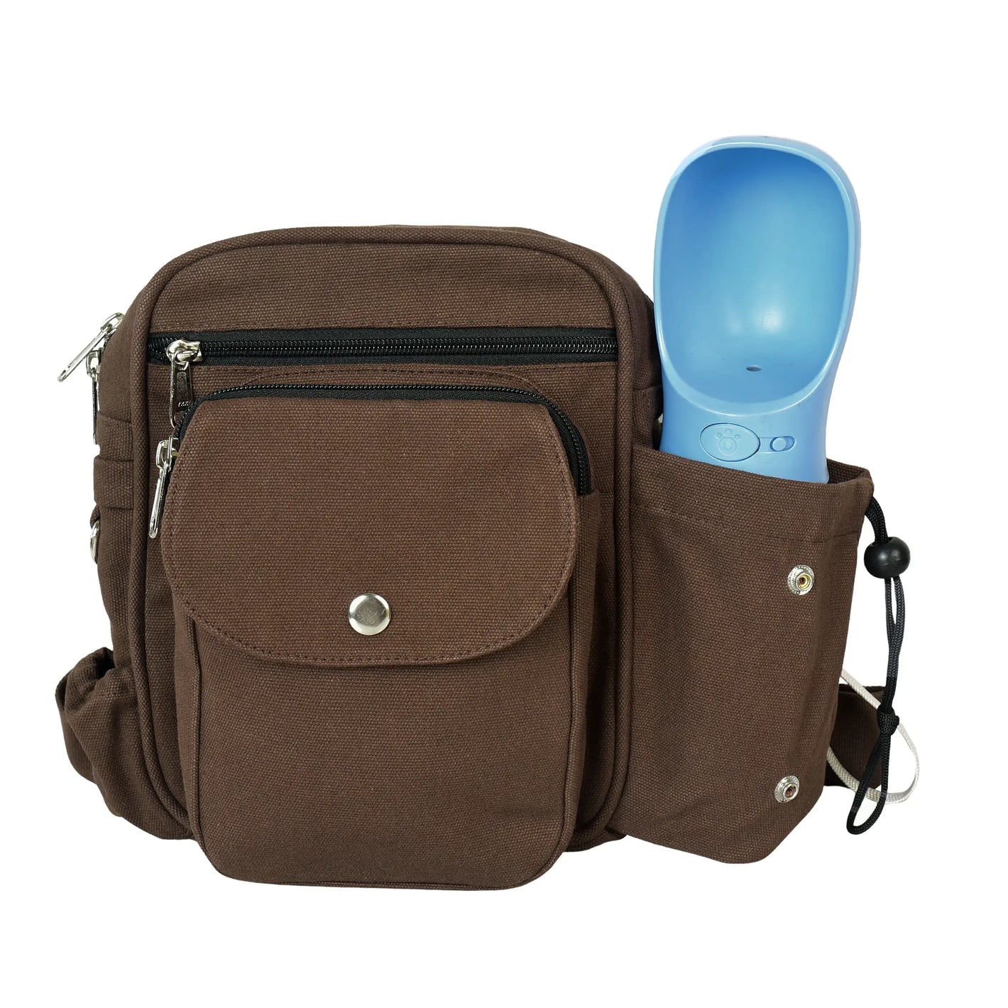 Gassi-Tasche mit Flaschenhalter „Konstanz“ Baumwoll-Canvas Braun (7705)