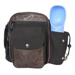 Gassi-Tasche Konstanz mit integriertem Flaschenhalter für Hunde-Trinkflasche, robustes Canvas und Echtleder