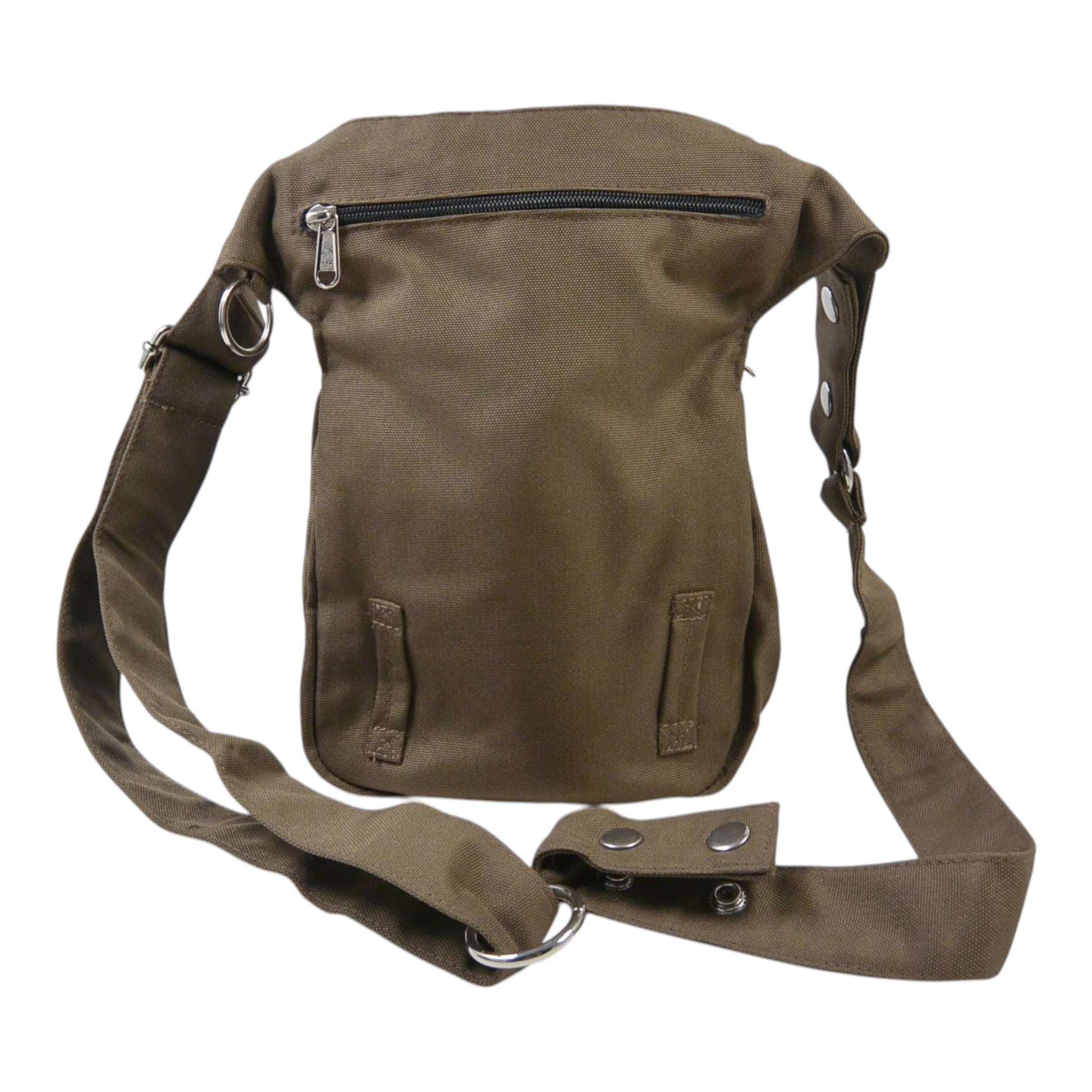 Braune Nijens Gassi-Tasche Hannover aus wasserabweisendem Polyesterstoff. Rückansicht.