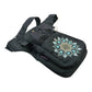 Schwarze Nijens Gassi-Tasche Hannover aus wasserabweisendem Polyesterstoff mit Mandala-Stickerei und Pfotenmotiv, praktische Bauchtasche mit Leckerlifach.