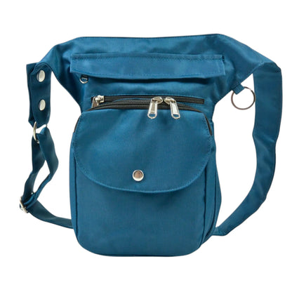 Türkisblaue wasserabweisende Gassi-Tasche mit mehreren Fächern, Druckknopf-Tasche vorne und verstellbarem Gurt