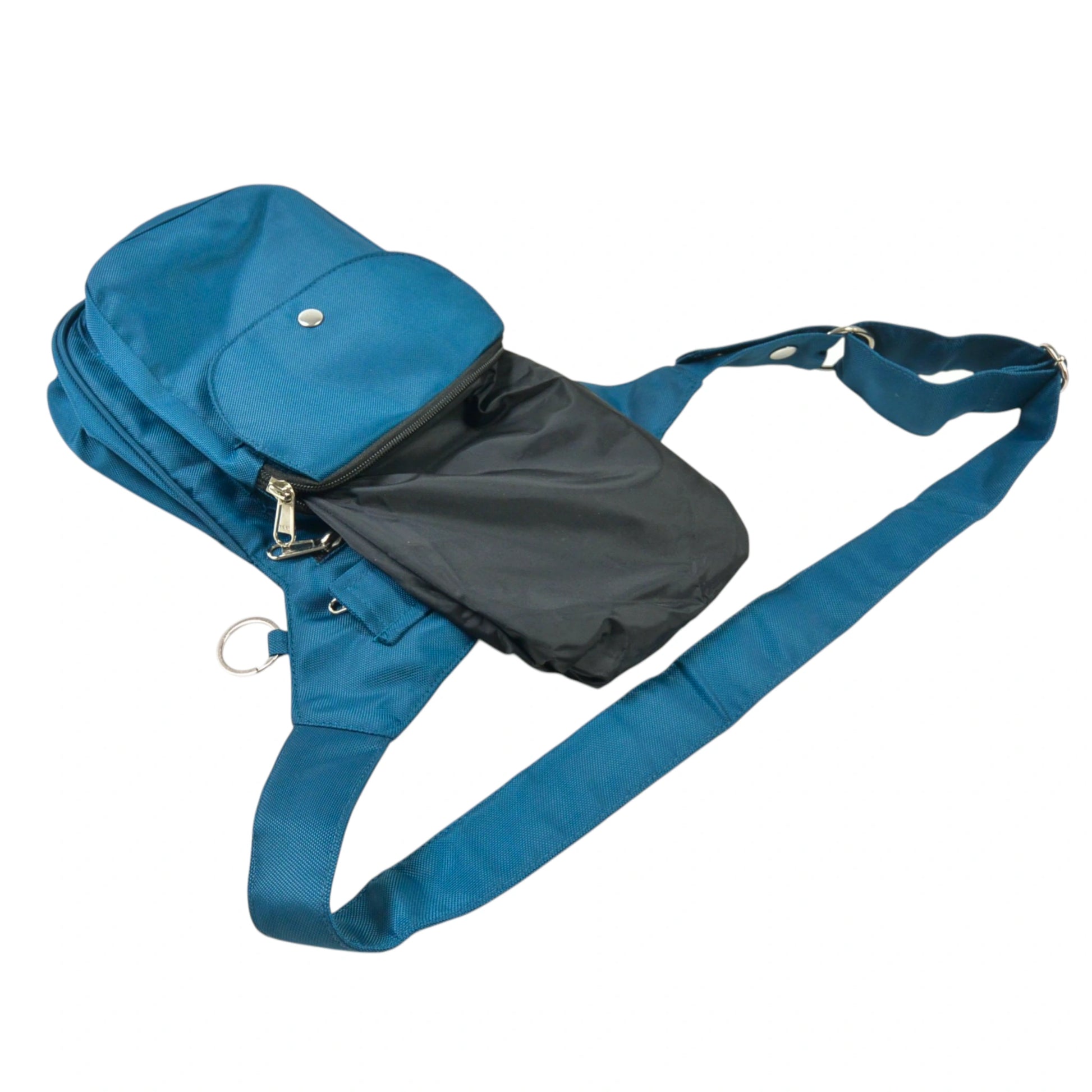 Nijens wasserabweisende Gassi-Tasche in Türkisblau mit herausziehbarem, waschbarem Leckerlifach und verstellbarem Gurt