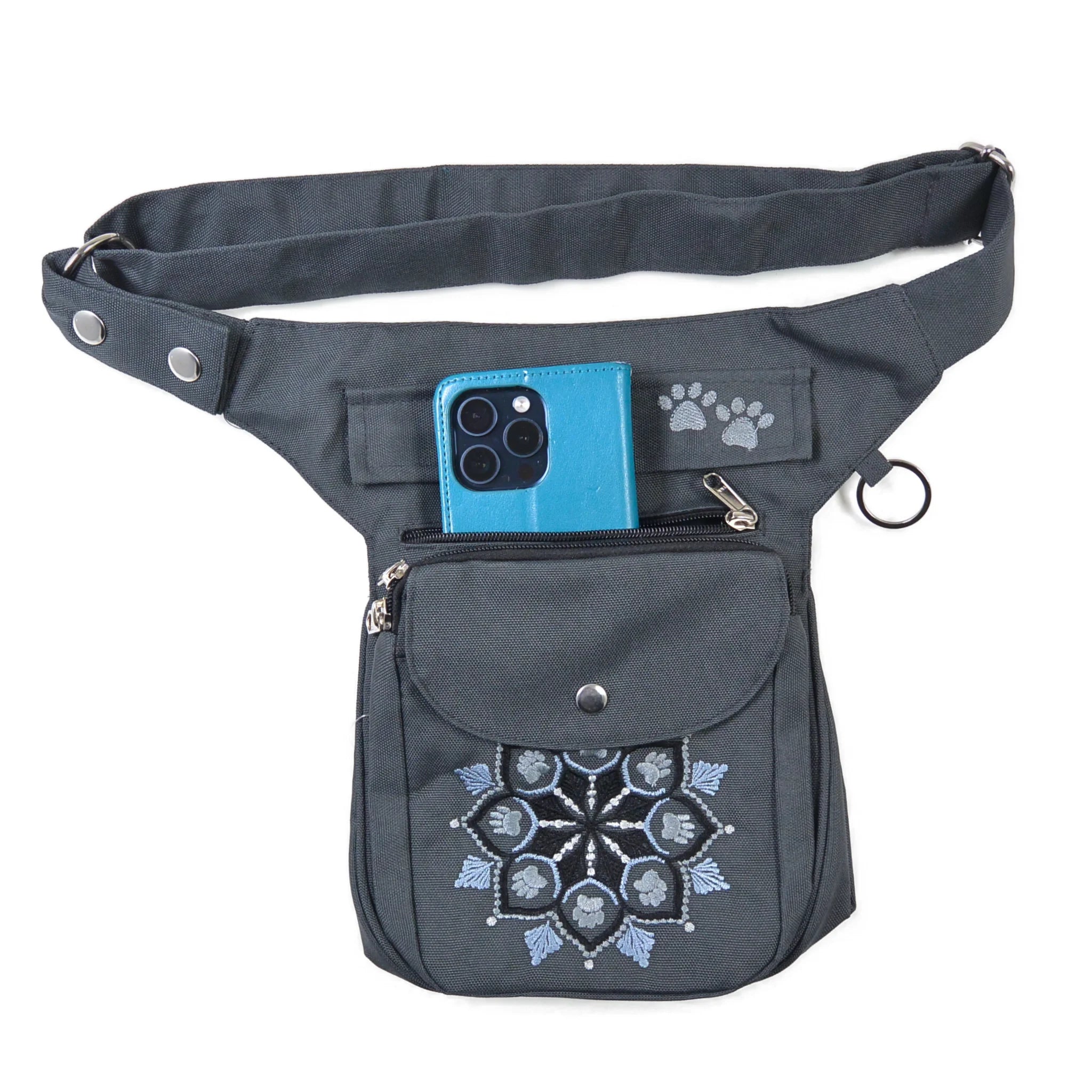wetterfeste fahrradtaschen Wetterfeste Leckerli-Tasche, Pfoten-Mandala Stickerei